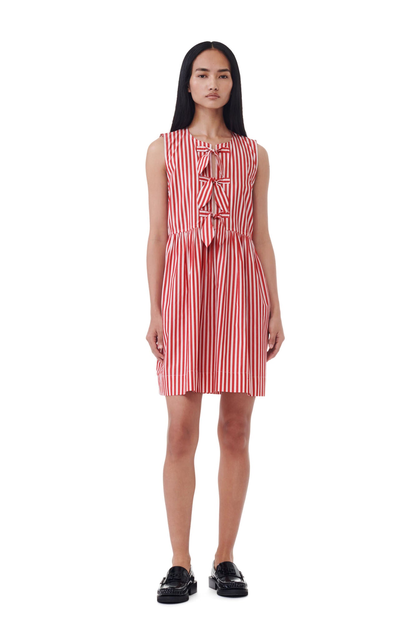 RED STRIPE MINI BOW TIE DRESS