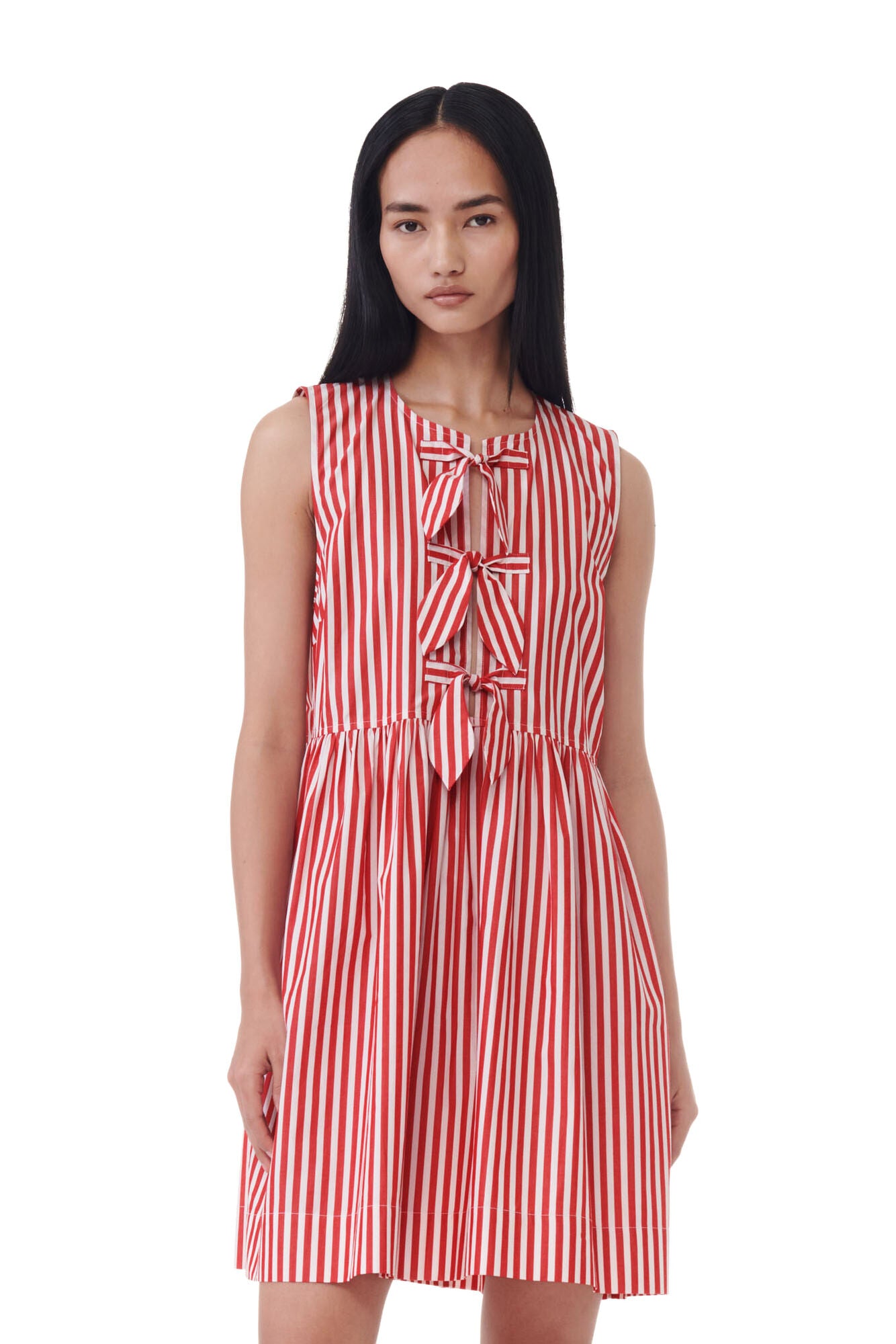 RED STRIPE MINI BOW TIE DRESS