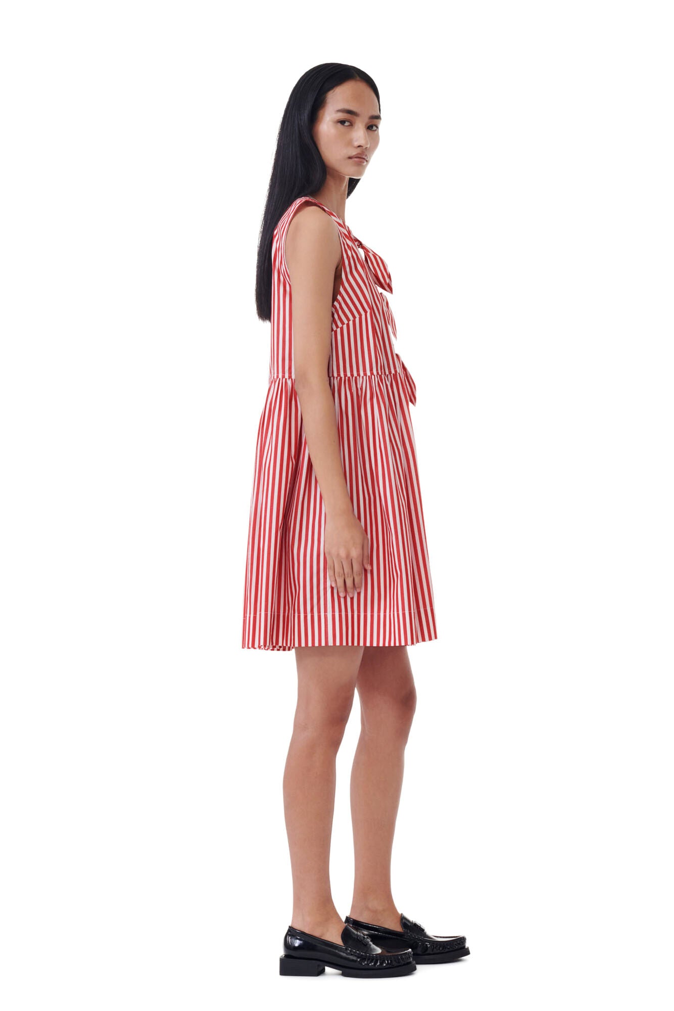 RED STRIPE MINI BOW TIE DRESS