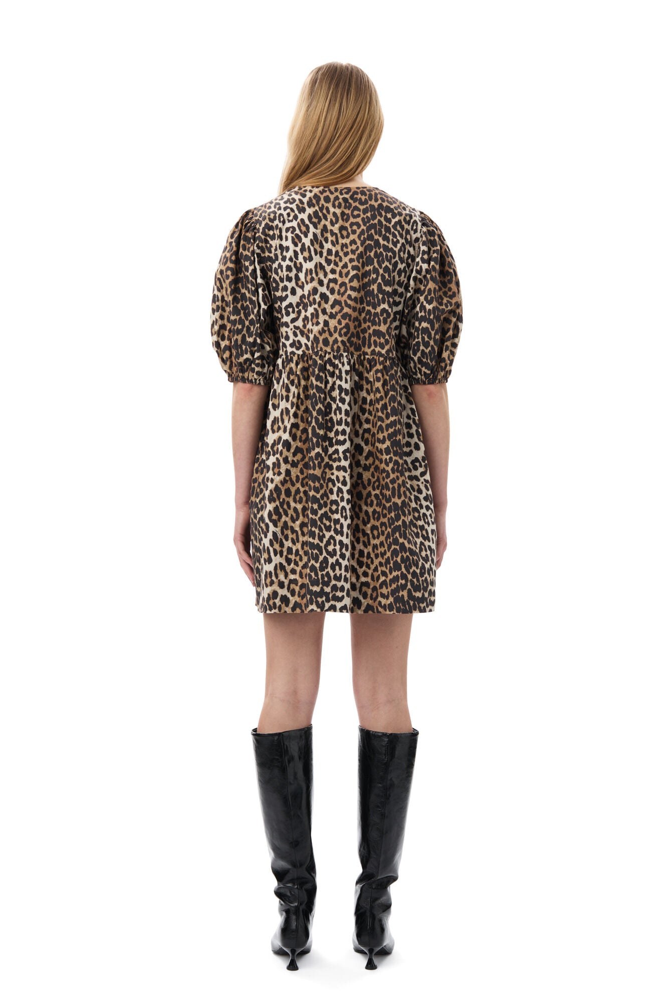 LEOPARD TIE STRING MINI DRESS