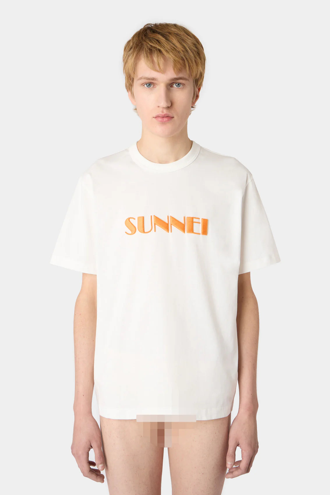 EMBROIDERED BIG LOGO T-SHIRT OFF-WHITE & PEACH