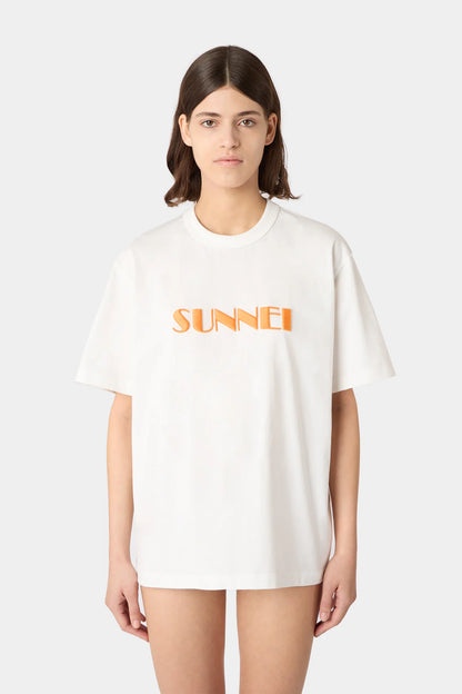 EMBROIDERED BIG LOGO T-SHIRT OFF-WHITE & PEACH