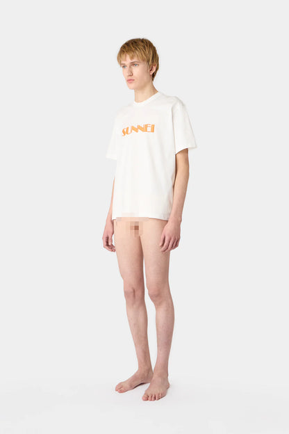 EMBROIDERED BIG LOGO T-SHIRT OFF-WHITE & PEACH