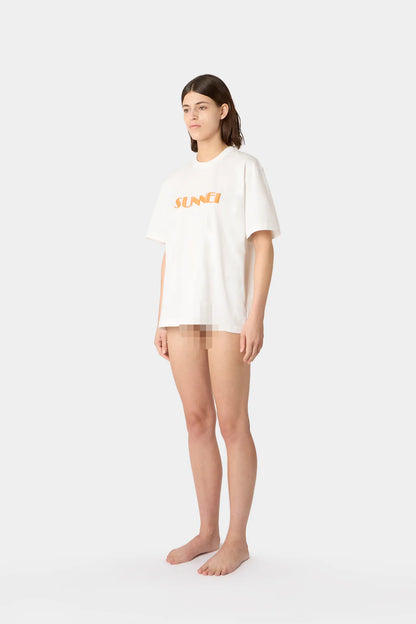 EMBROIDERED BIG LOGO T-SHIRT OFF-WHITE & PEACH