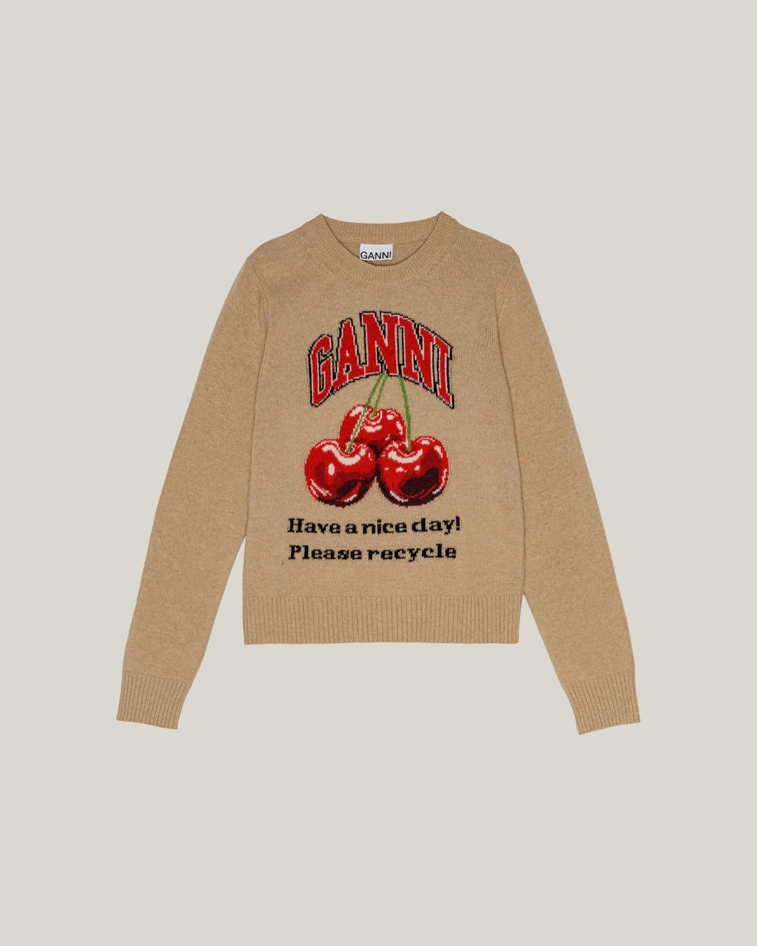 CHERRY WOOL MIX CREWNECK PULLOVER