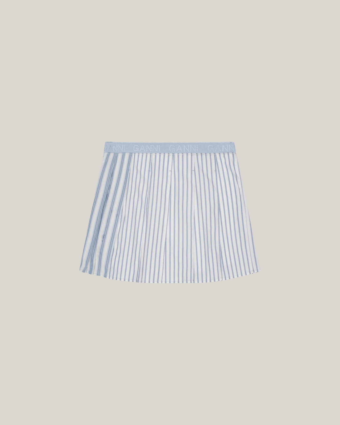 BLUE STRIPE COTTON PLEATED MINI SKIRT