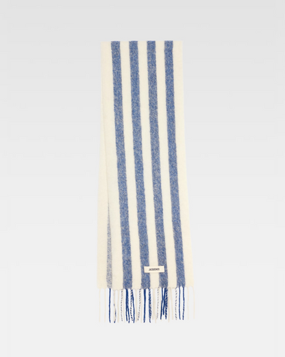 L'ÉCHARPE CARRÉ WHITE/BLUE STRIPES