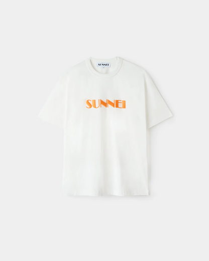 EMBROIDERED BIG LOGO T-SHIRT OFF-WHITE & PEACH