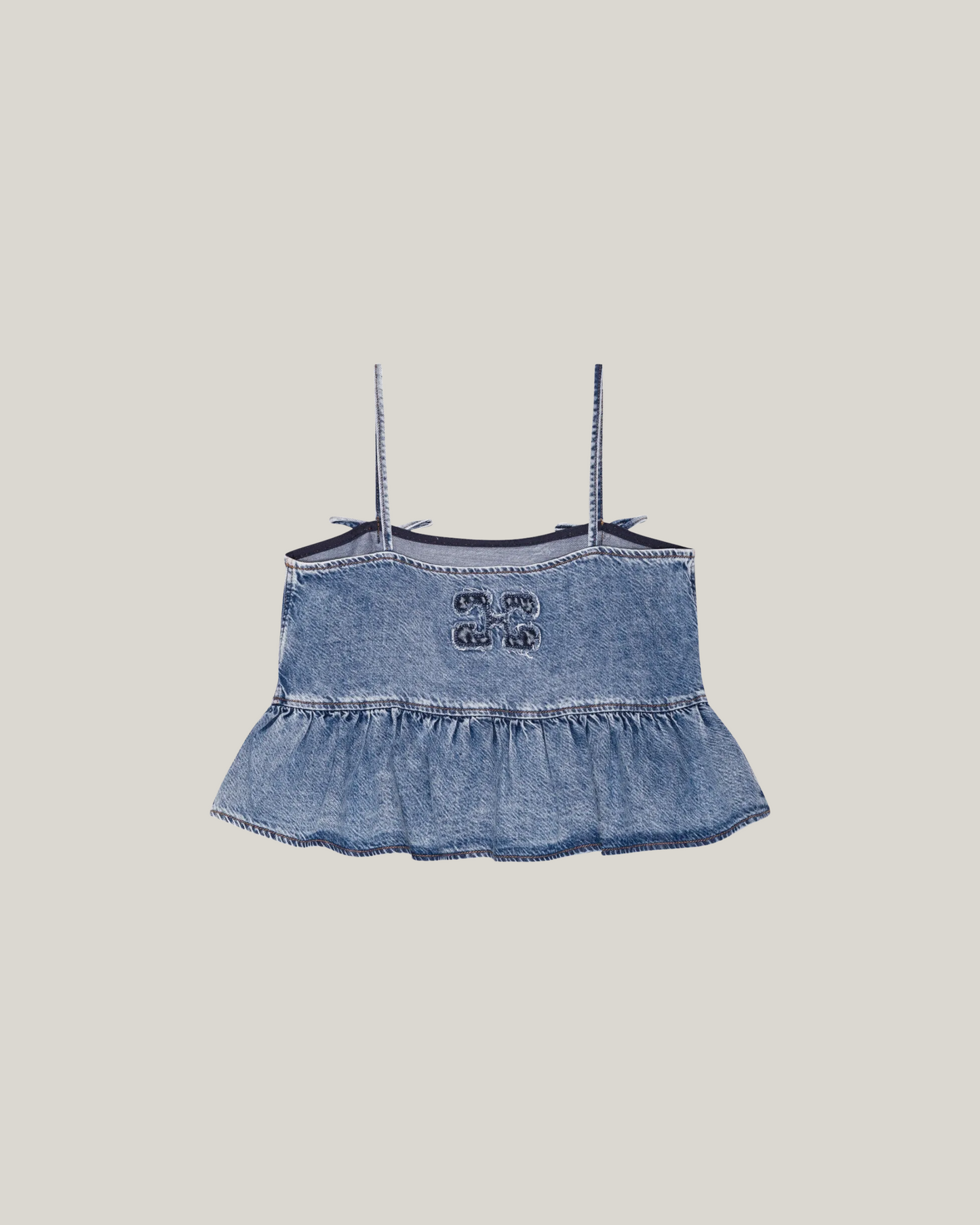 MID BLUE DENIM STRAP TOP