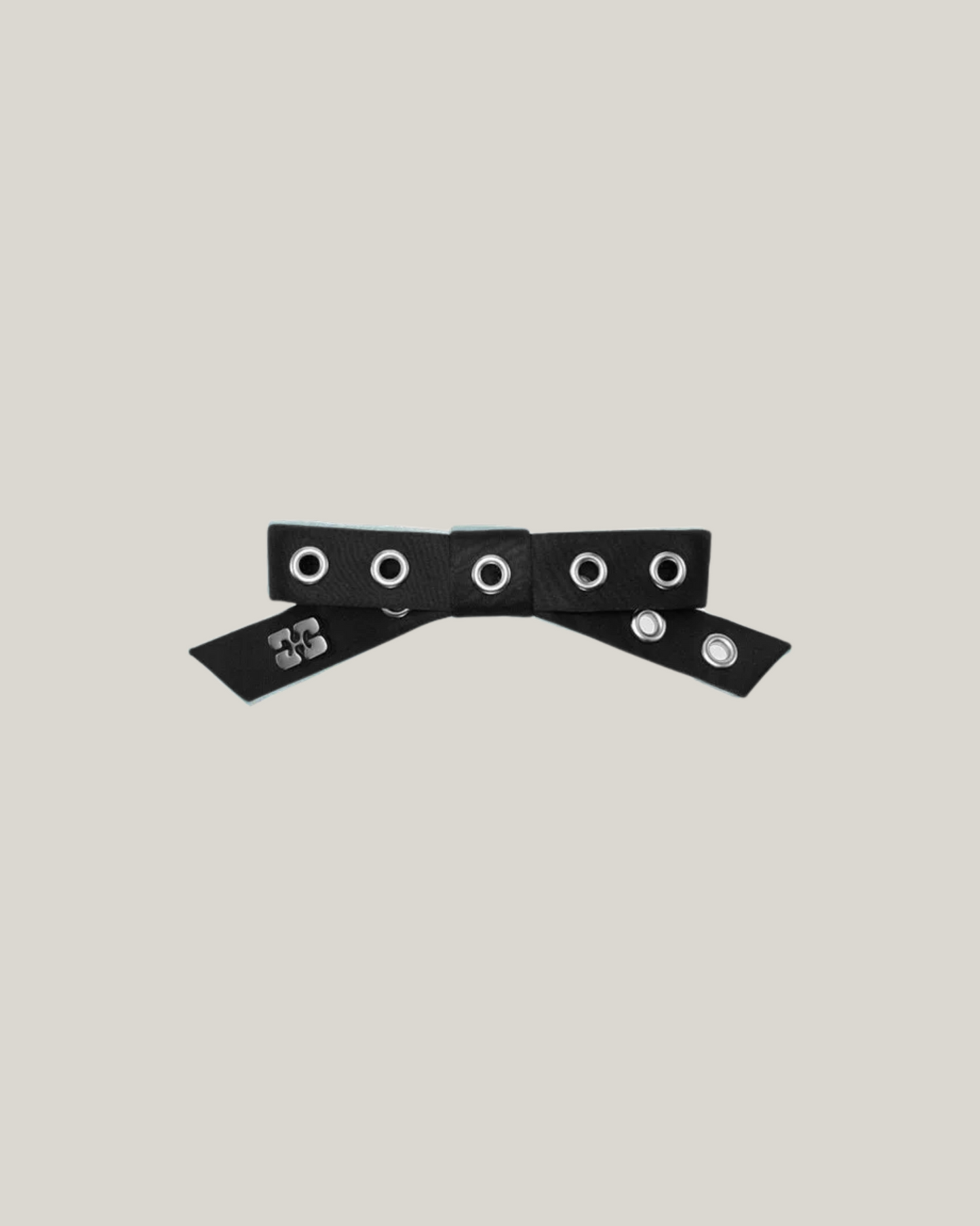 BLACK EYELET BOW BARETTE