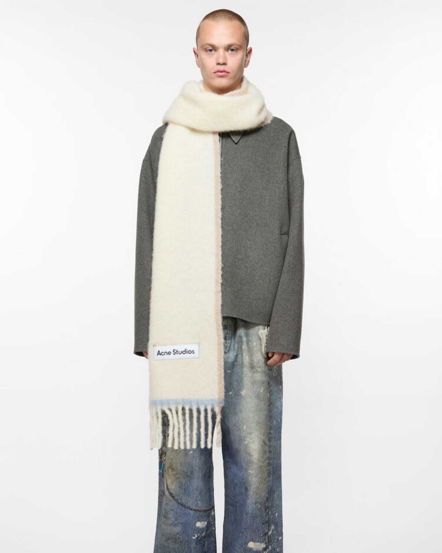 WOOL MOHAIR SCARF WHITE