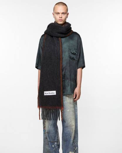 WOOL MOHAIR SCARF BLACK