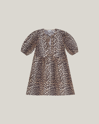 LEOPARD TIE STRING MINI DRESS