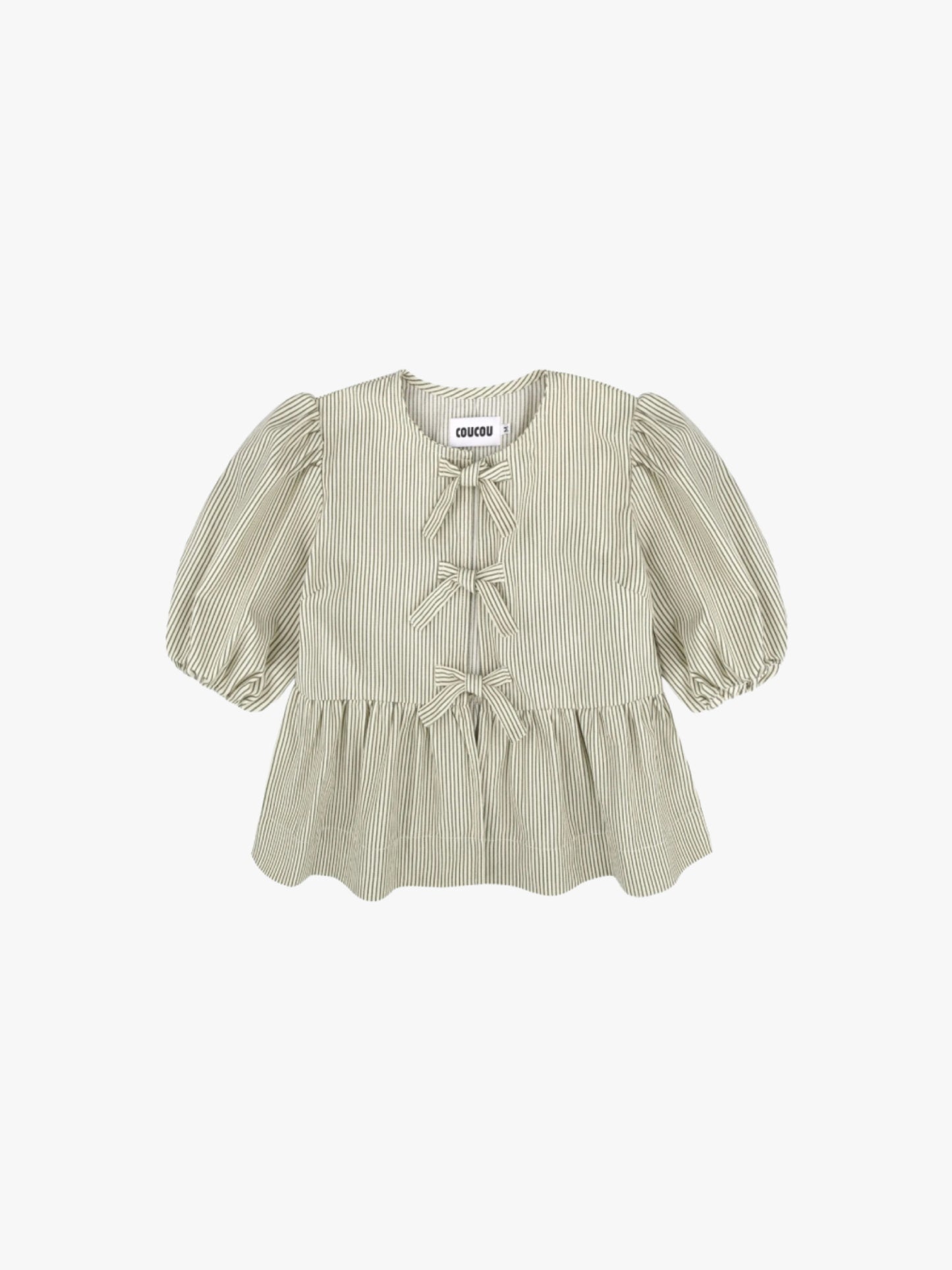 THE PEPLUM TOP KHAKI STRIPES