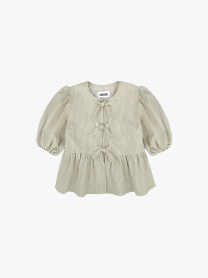 THE PEPLUM TOP KHAKI STRIPES