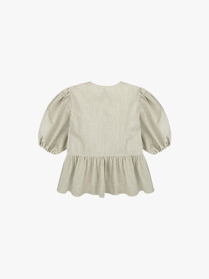 THE PEPLUM TOP KHAKI STRIPES