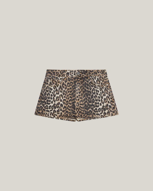 LEOPARD DENIM SHORTS