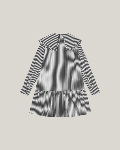 BLACK AND WHITE STRIPE MINI SHIRT DRESS